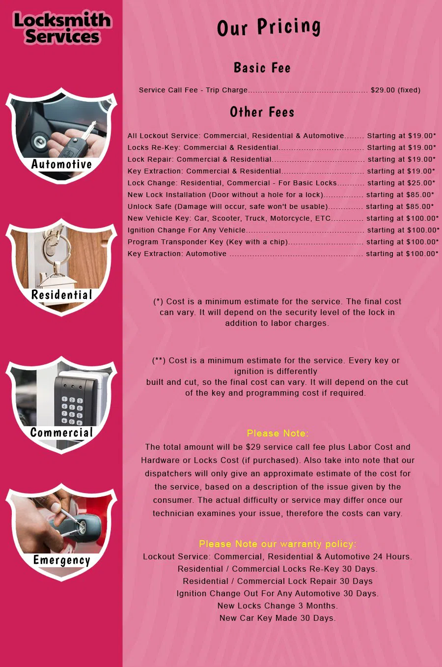 Belford NJ Locksmith Store Belford, NJ 732-640-5095 - price-list-c-18
